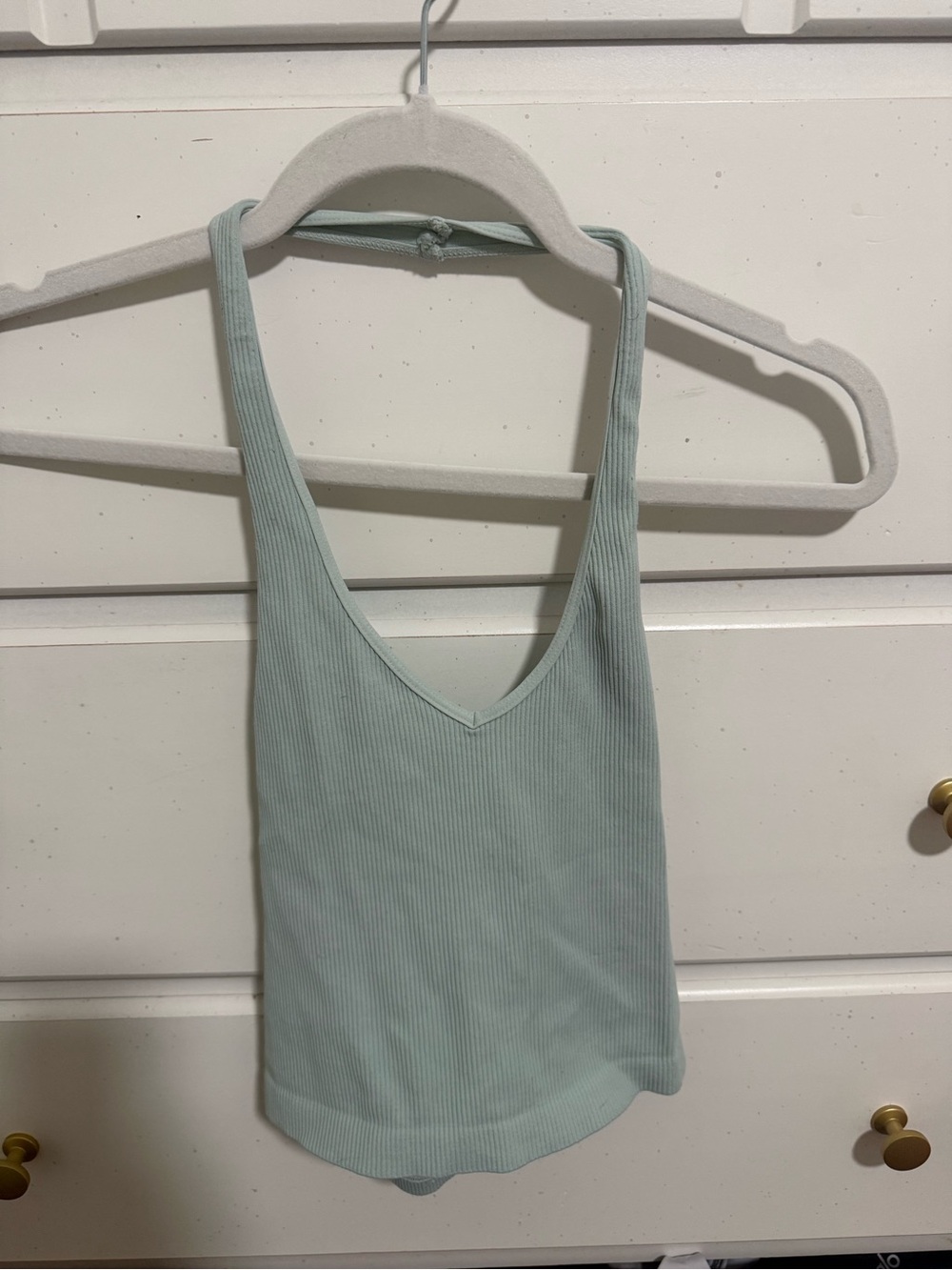 Nikibiki Ribbed V-Neck Tank in light mint